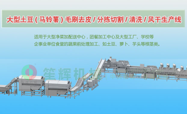 陆川连续式土豆去皮清洗切割风干生产线